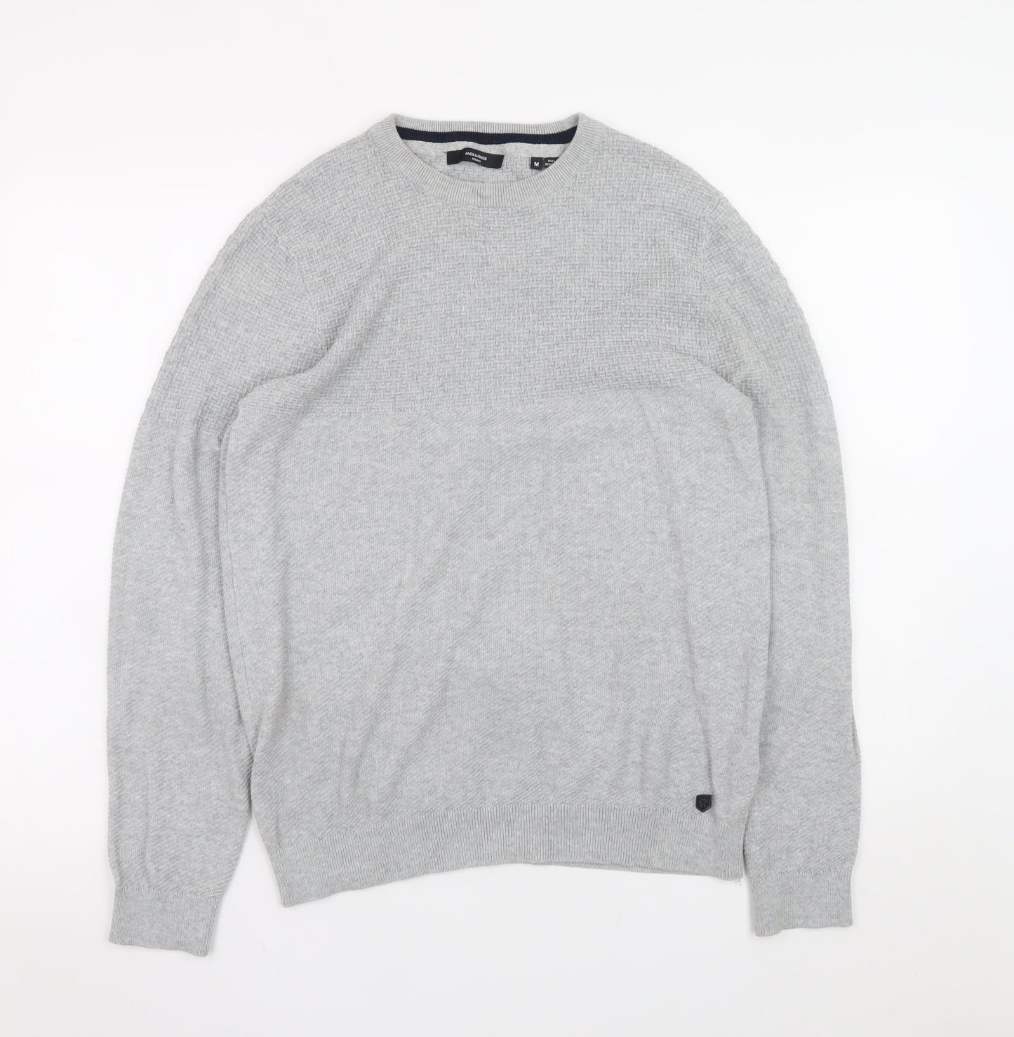 Jack & Jones Men's Grey Knit Crew Neck Jumper Size M Regular Fit
