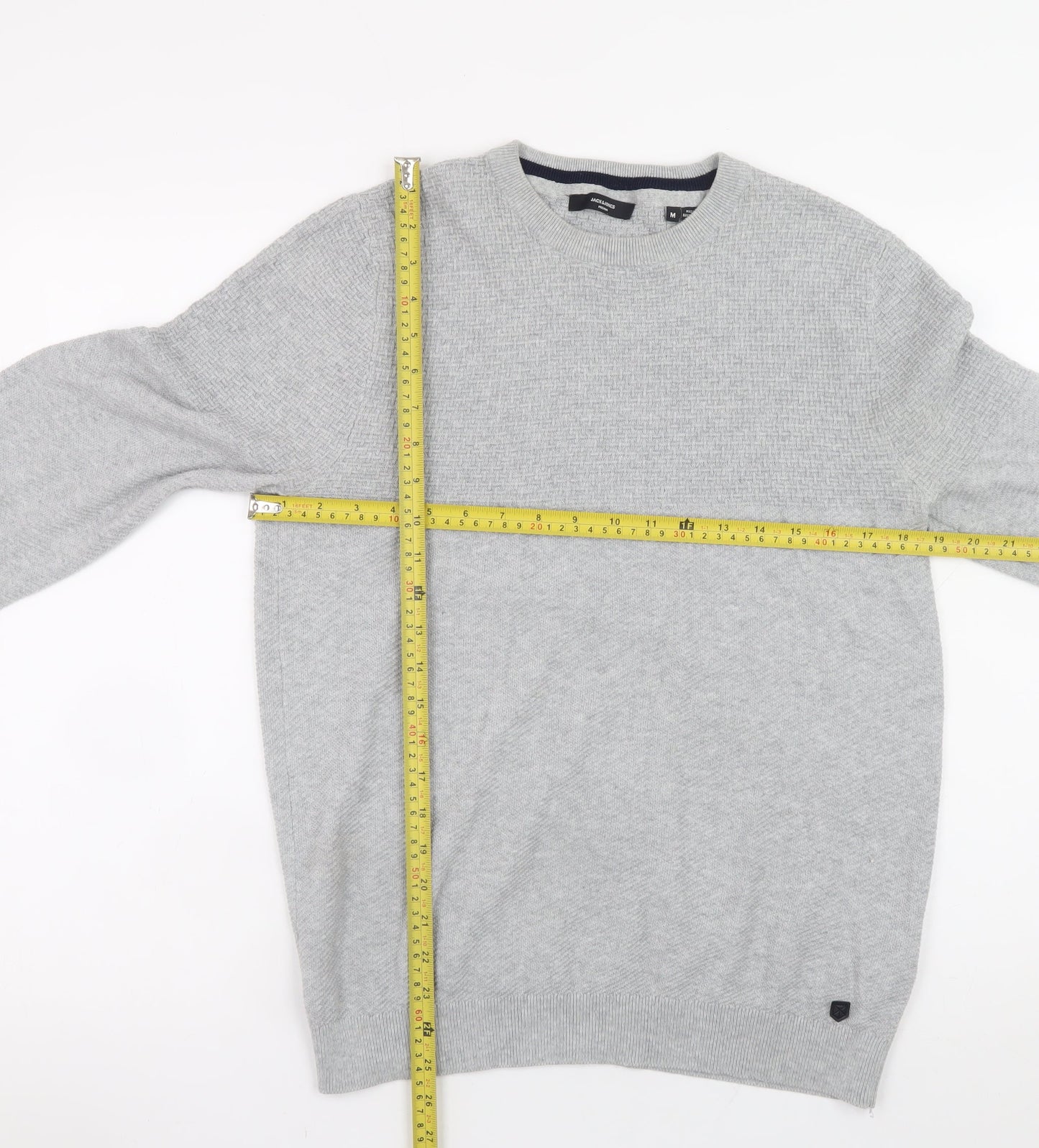 Jack & Jones Men's Grey Knit Crew Neck Jumper Size M Regular Fit