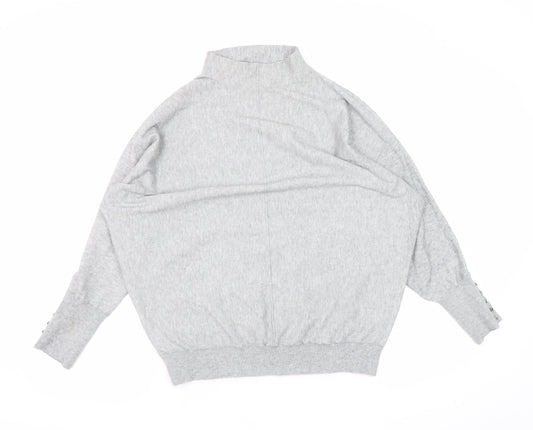 Gallery Women’s Grey Mock Neck Relaxed Fit Knit Jumper Size S