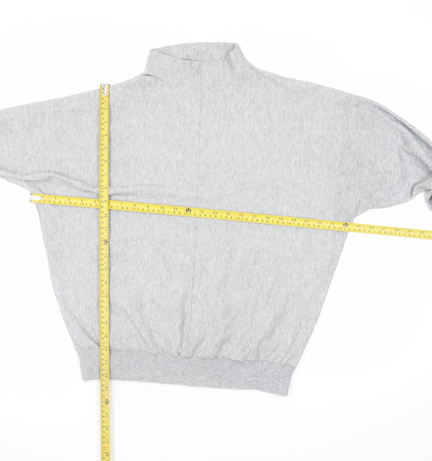 Gallery Women’s Grey Mock Neck Relaxed Fit Knit Jumper Size S