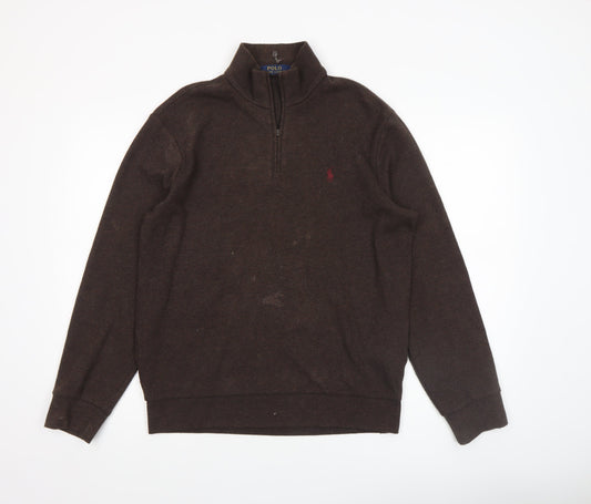 Polo Ralph Lauren Men's Brown 1/2 Zip Mock Neck Sweatshirt Size S