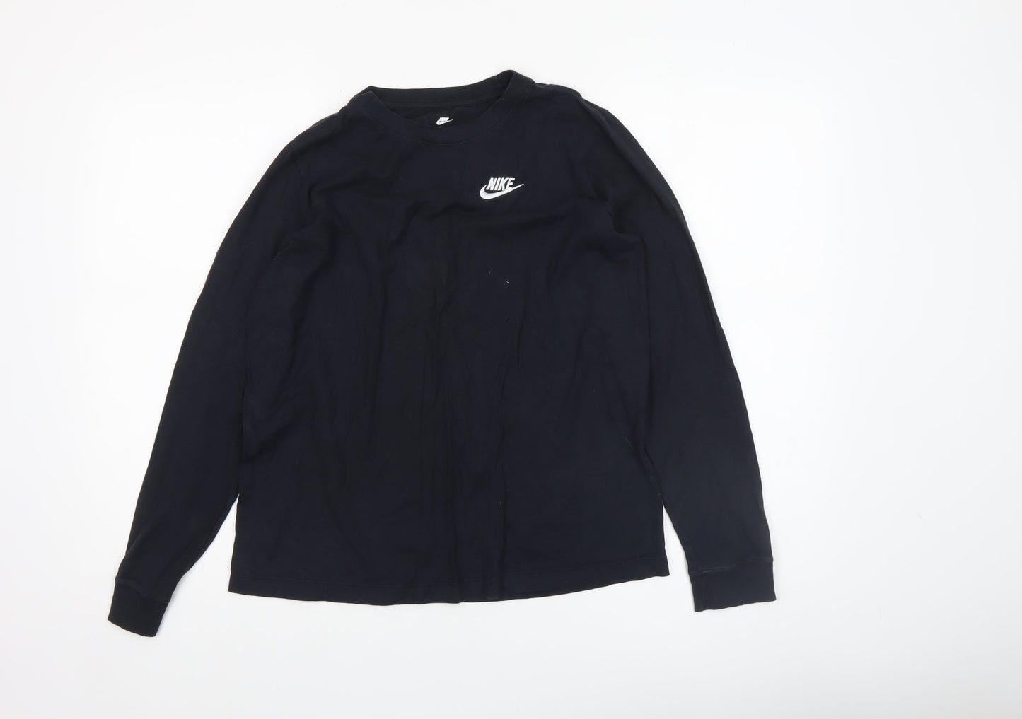 Nike Boys Black XL Long Sleeve Cotton Sports Logo T-Shirt