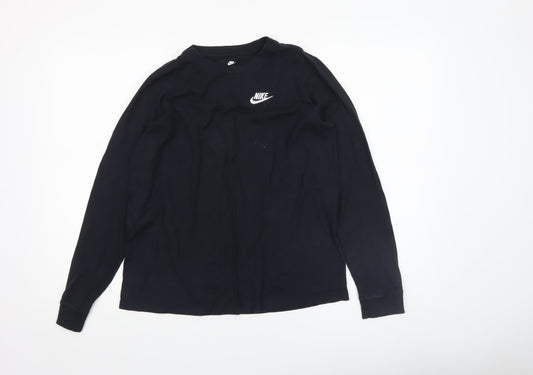 Nike Boys Black XL Long Sleeve Cotton Sports Logo T-Shirt