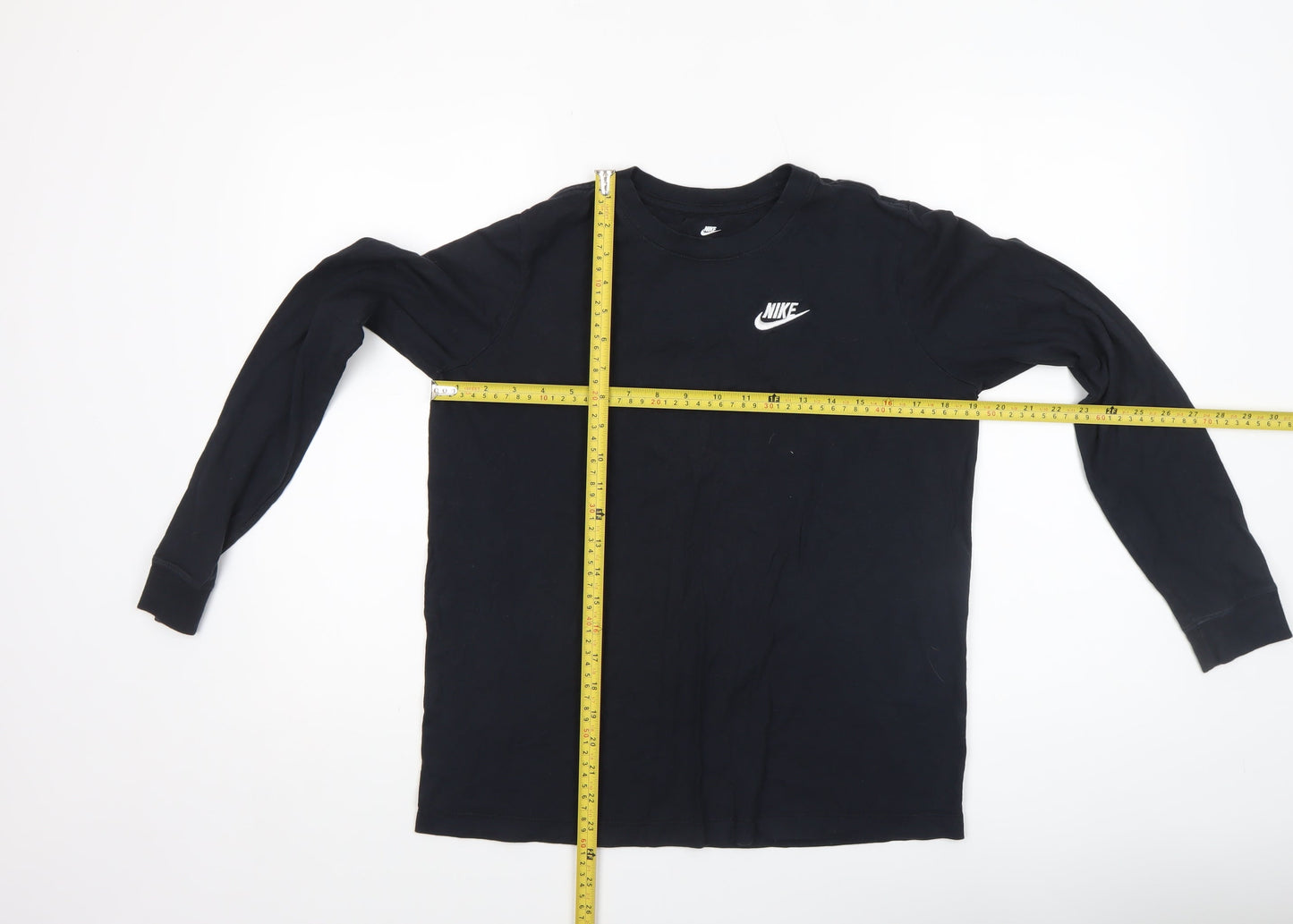 Nike Boys Black XL Long Sleeve Cotton Sports Logo T-Shirt