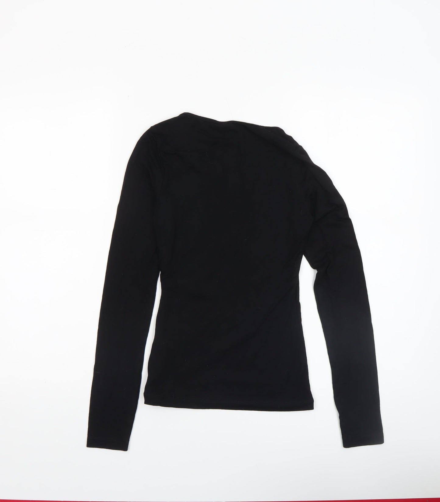 ASOS Women Black Wrap Long Sleeve Jersey Blouse Size 4