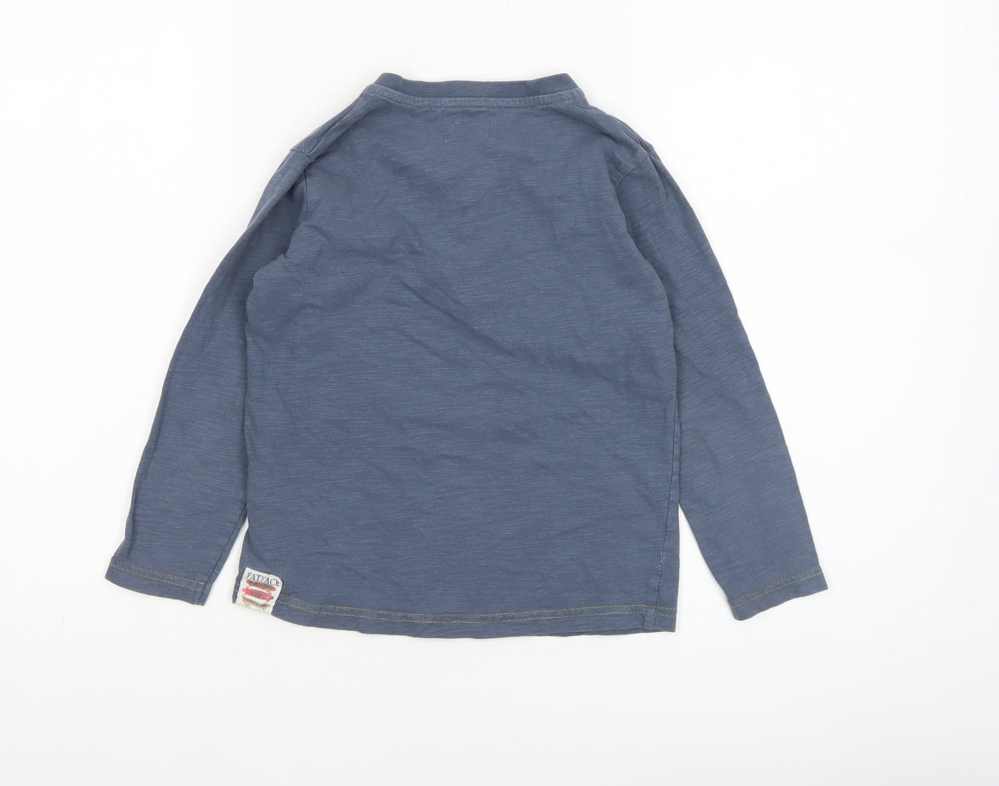 FatFace Boys Blue Long Sleeve Henley T-Shirt 5-6 Years Cotton Basic