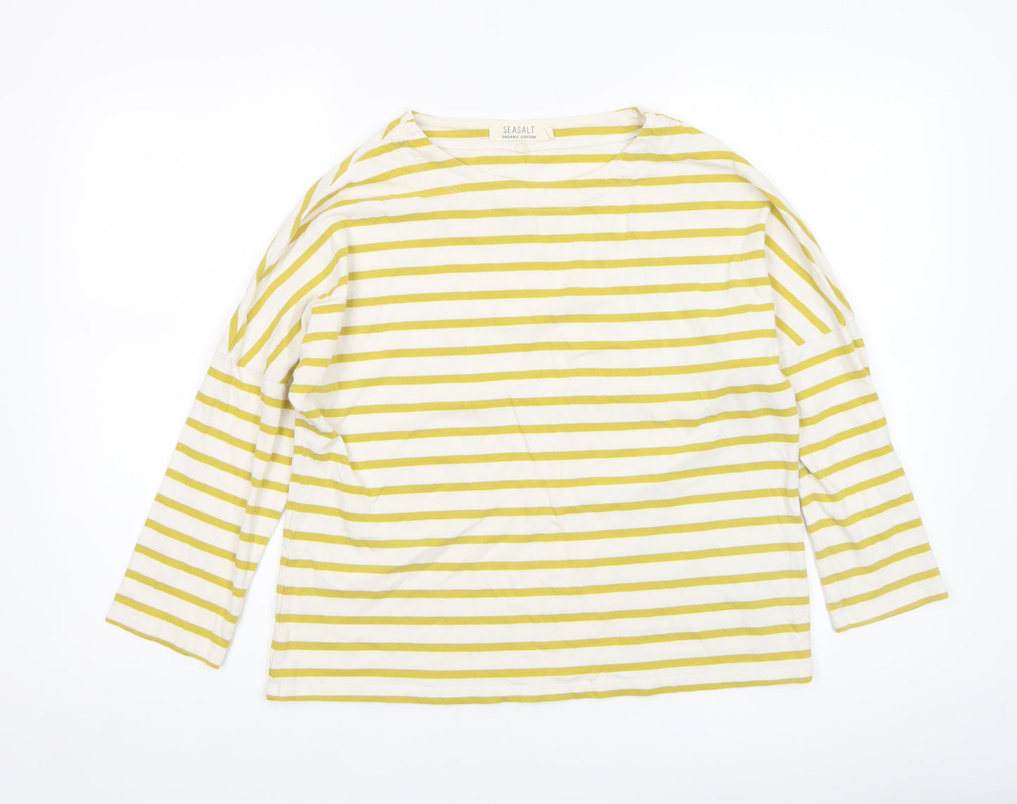 Seasalt Women’s Yellow Stripe Organic Cotton Long Sleeve T-Shirt Size 8