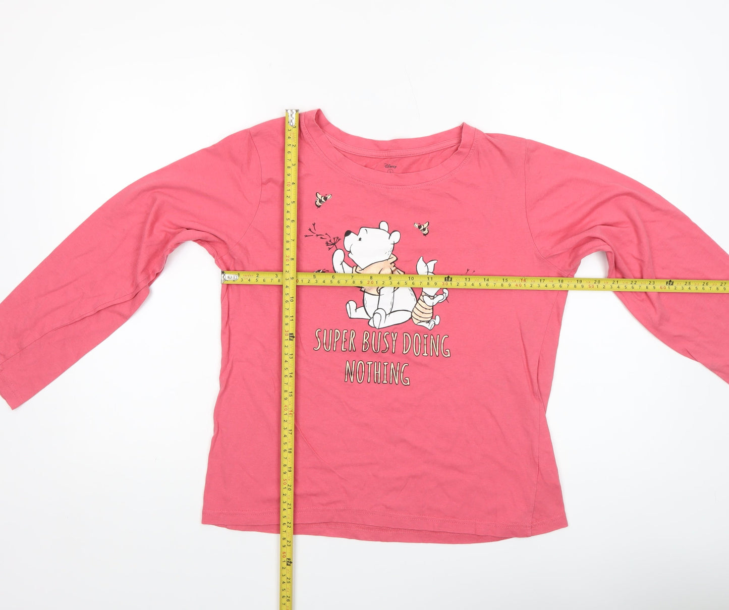 Disney Women’s Pink Winnie the Pooh Long Sleeve T-Shirt Pyjama Top Size 10-12