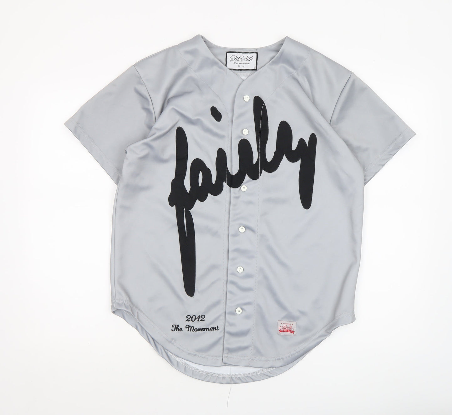 SikSilk Men's Grey Baseball Style Button-Up Shirt Size S