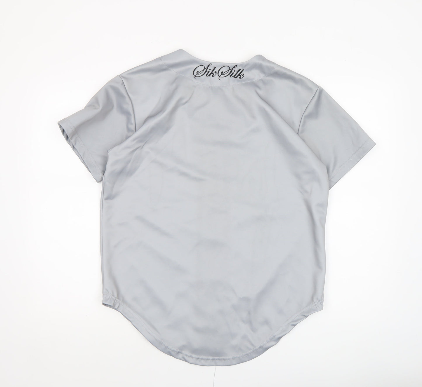 SikSilk Men's Grey Baseball Style Button-Up Shirt Size S