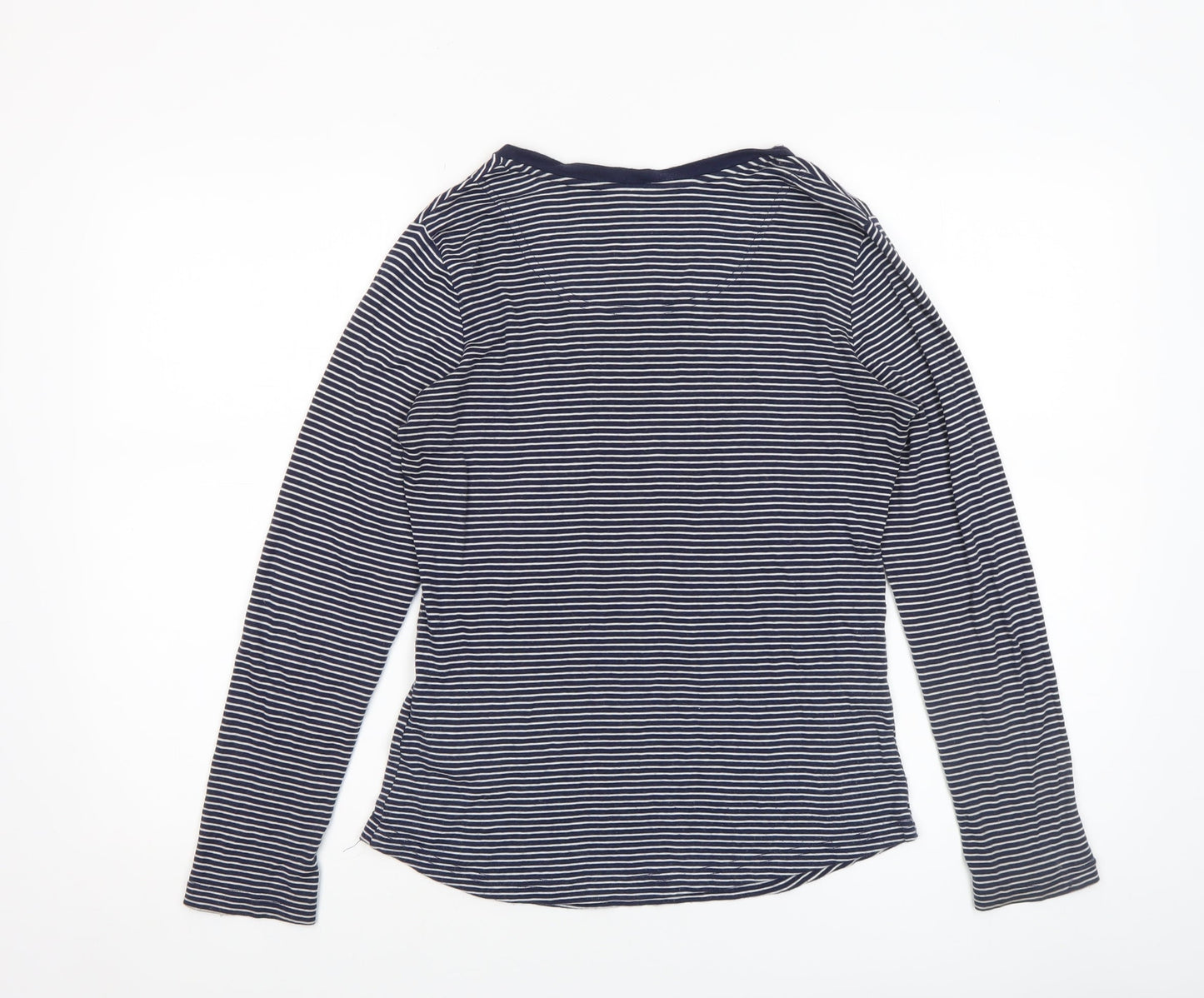 Joules Womens Blue Striped Long Sleeve Cotton Modal T-Shirt Size 10