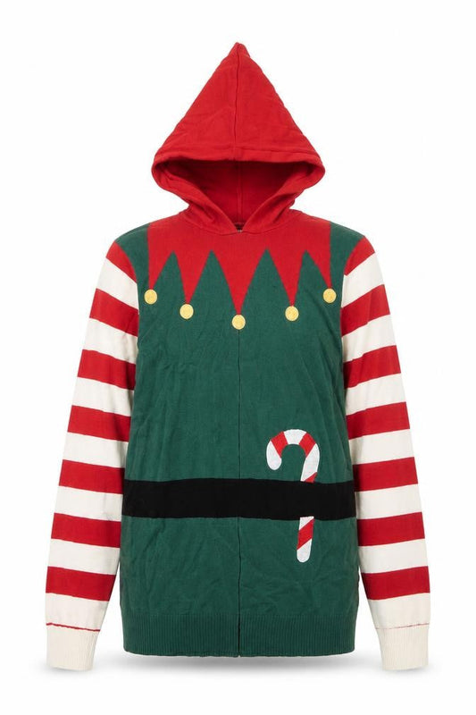 Brave Soul Men's Multicoloured Small Elf Hooded Christmas Jumper
