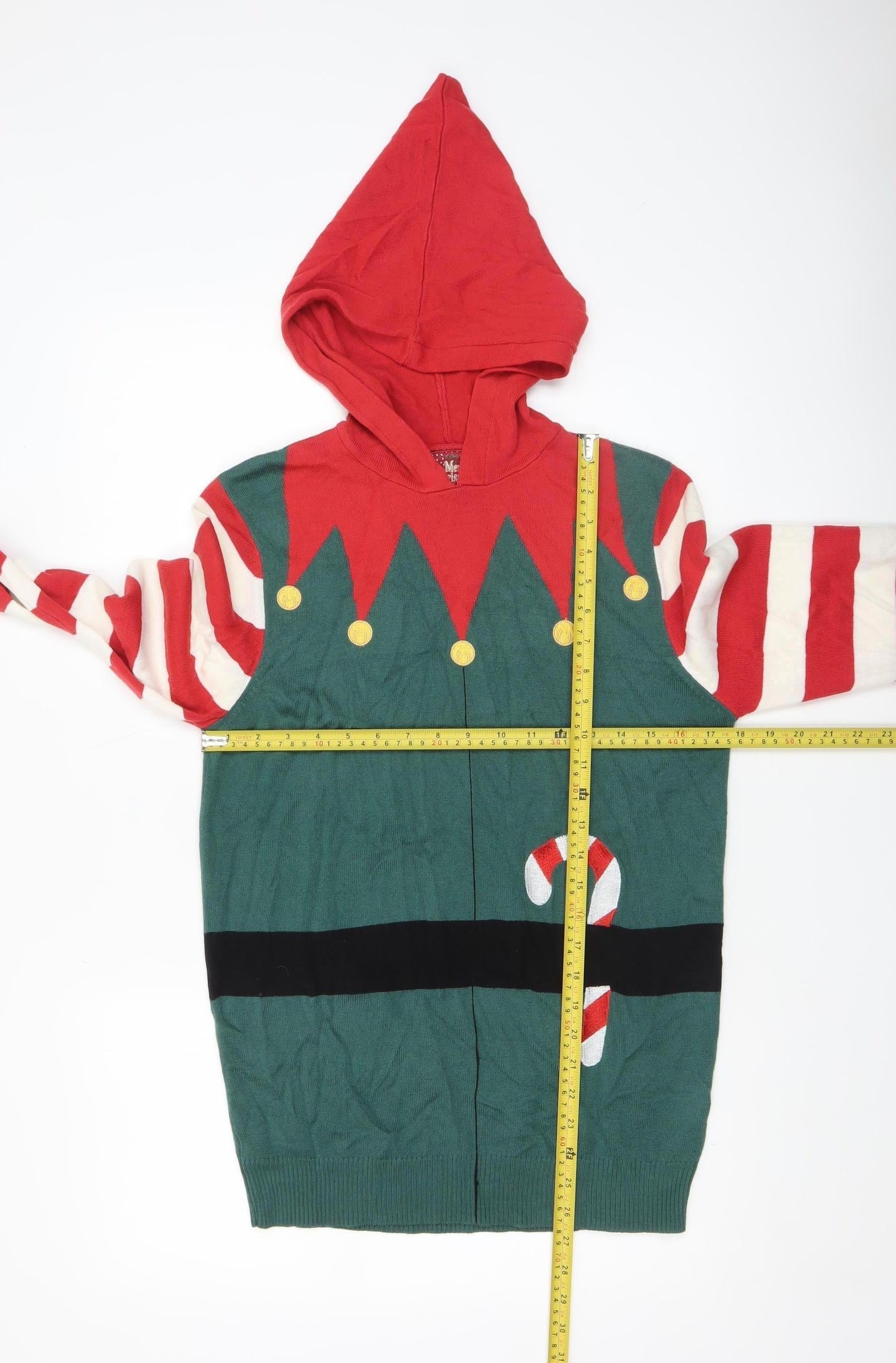 Brave Soul Men's Multicoloured Small Elf Hooded Christmas Jumper