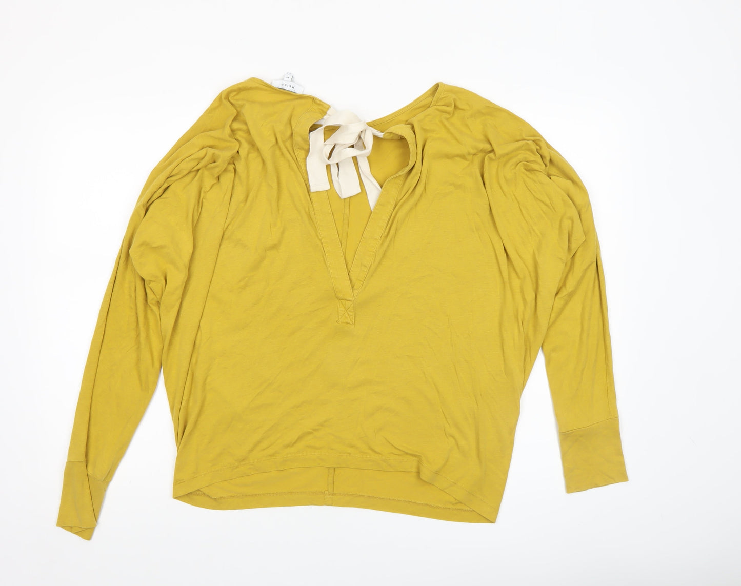 Reiss Women’s Yellow V-Neck Long Sleeve Tunic Blouse Size M