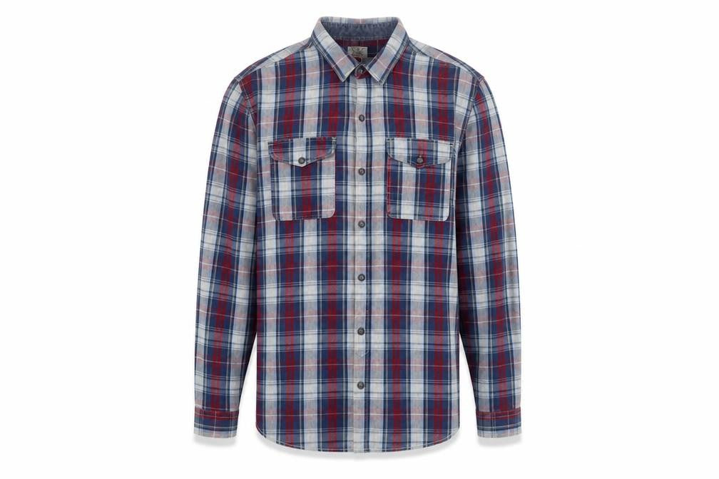 Next Men's Blue Red Checked Long Sleeve Cotton Shirt Size L