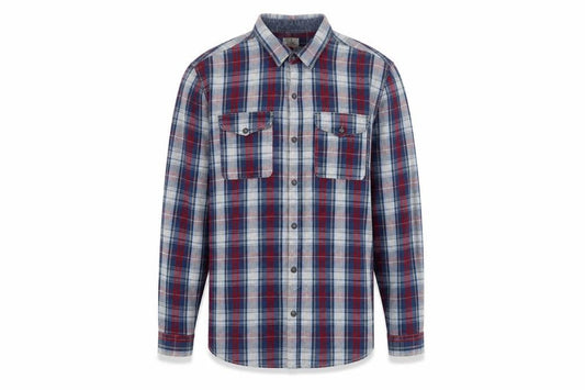 Next Men's Blue Red Checked Long Sleeve Cotton Shirt Size L