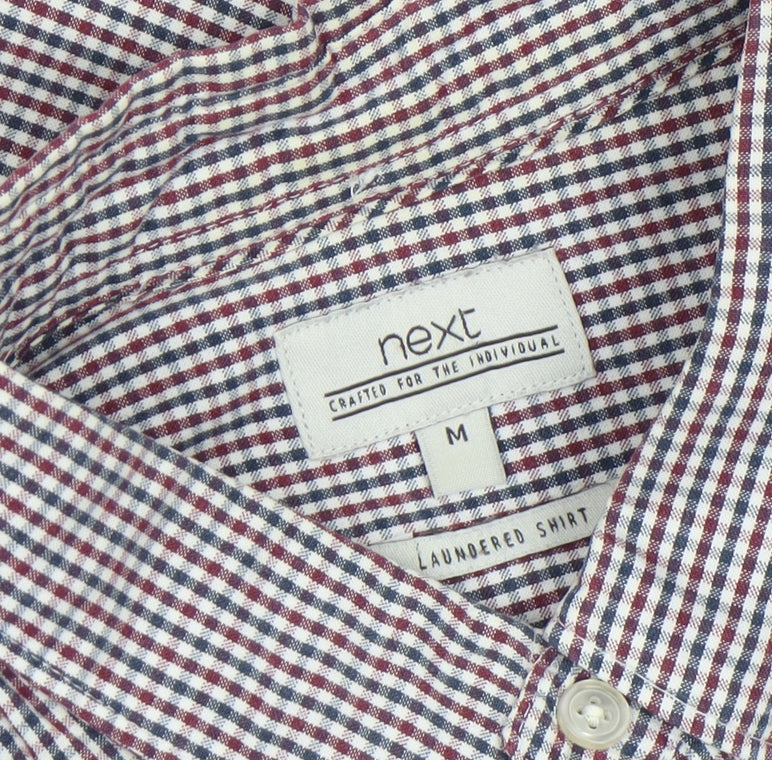 Next Men's Multicoloured Check Cotton Button-Up Shirt Size M