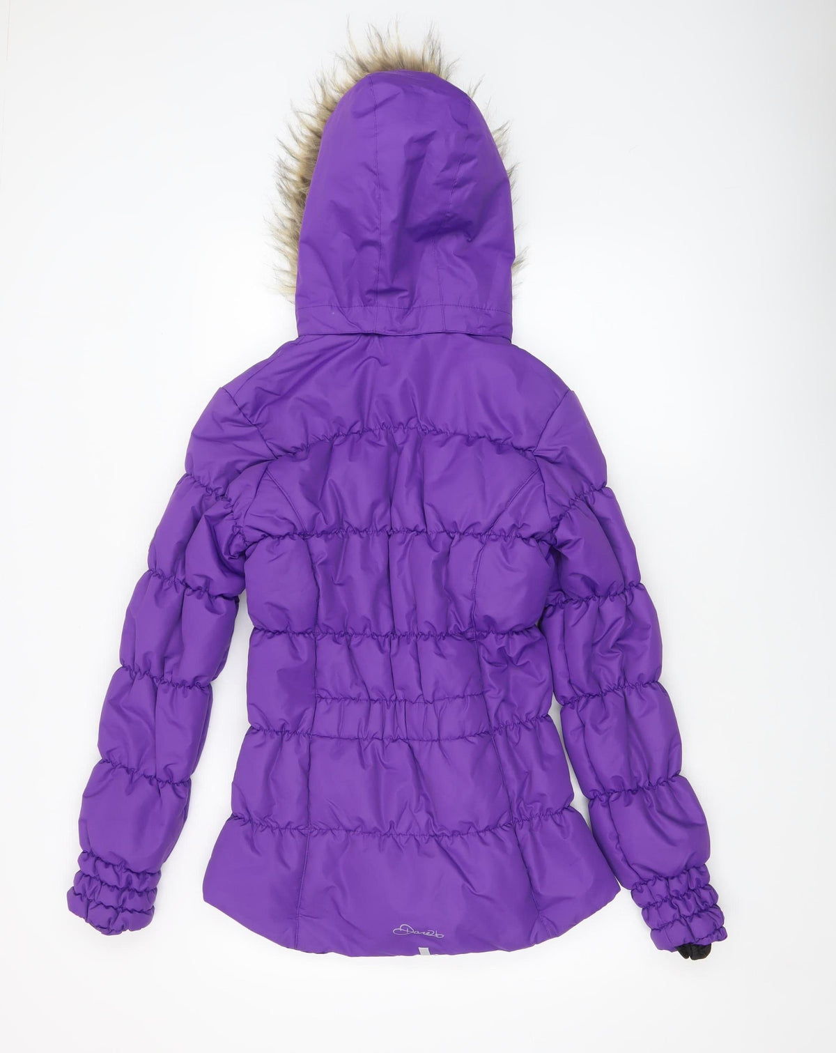 Dare 2b Girls Purple Puffer Jacket 16 Years Hooded Fur Trim Winter Coat