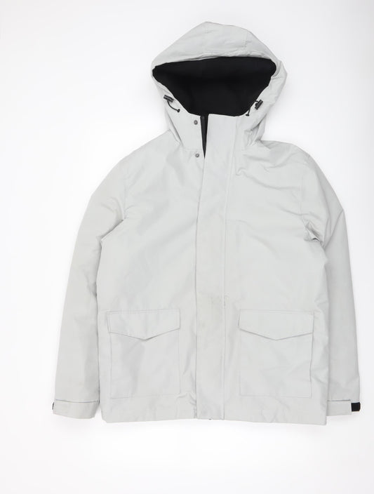 Primark Men's Grey Waterproof Hooded Parka Jacket Size Small