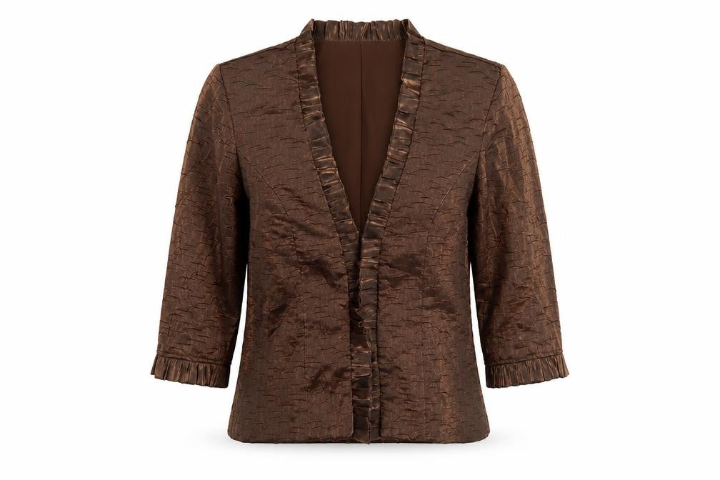 Oblique Petite Women’s Brown Shawl Collar Taffeta Suit Jacket Size 12