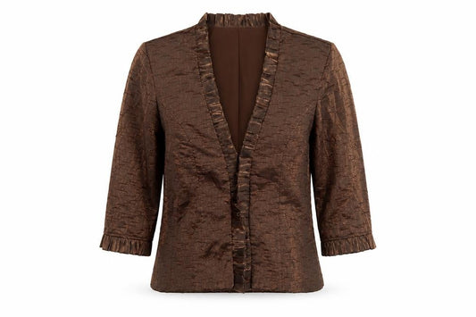 Oblique Petite Women’s Brown Shawl Collar Taffeta Suit Jacket Size 12
