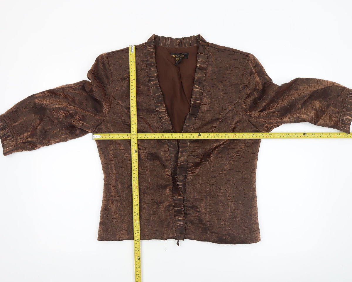 Oblique Petite Women’s Brown Shawl Collar Taffeta Suit Jacket Size 12