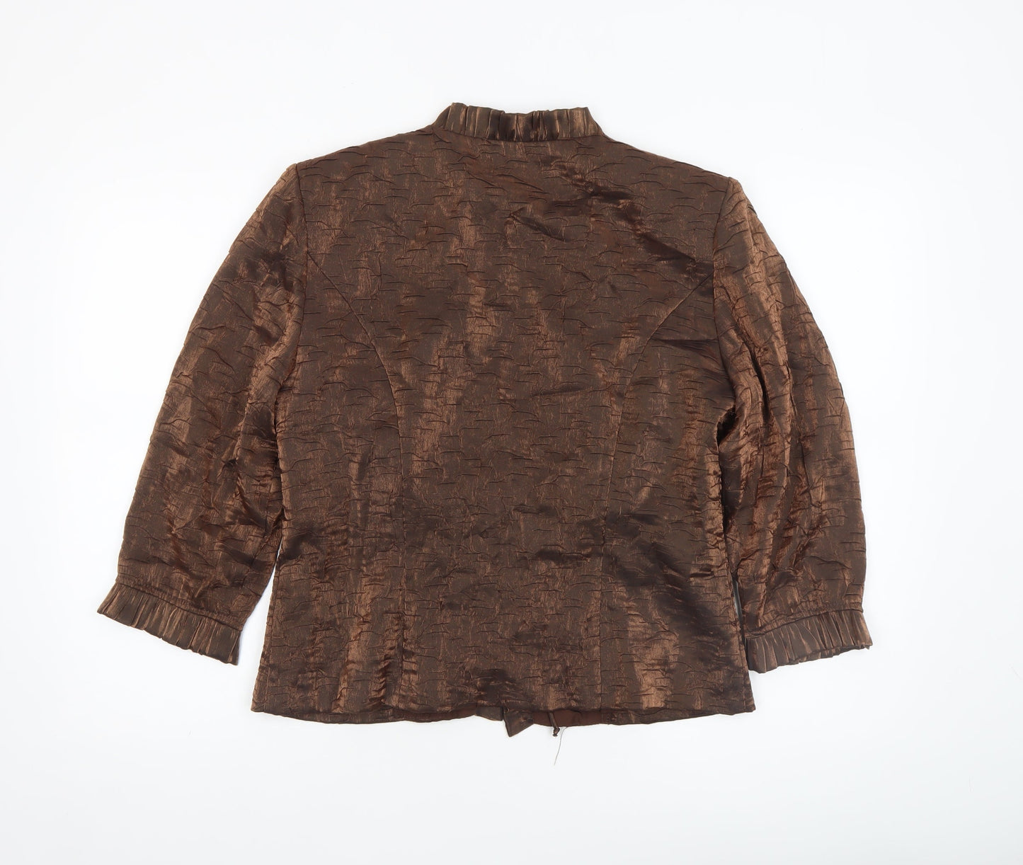 Oblique Petite Women’s Brown Shawl Collar Taffeta Suit Jacket Size 12