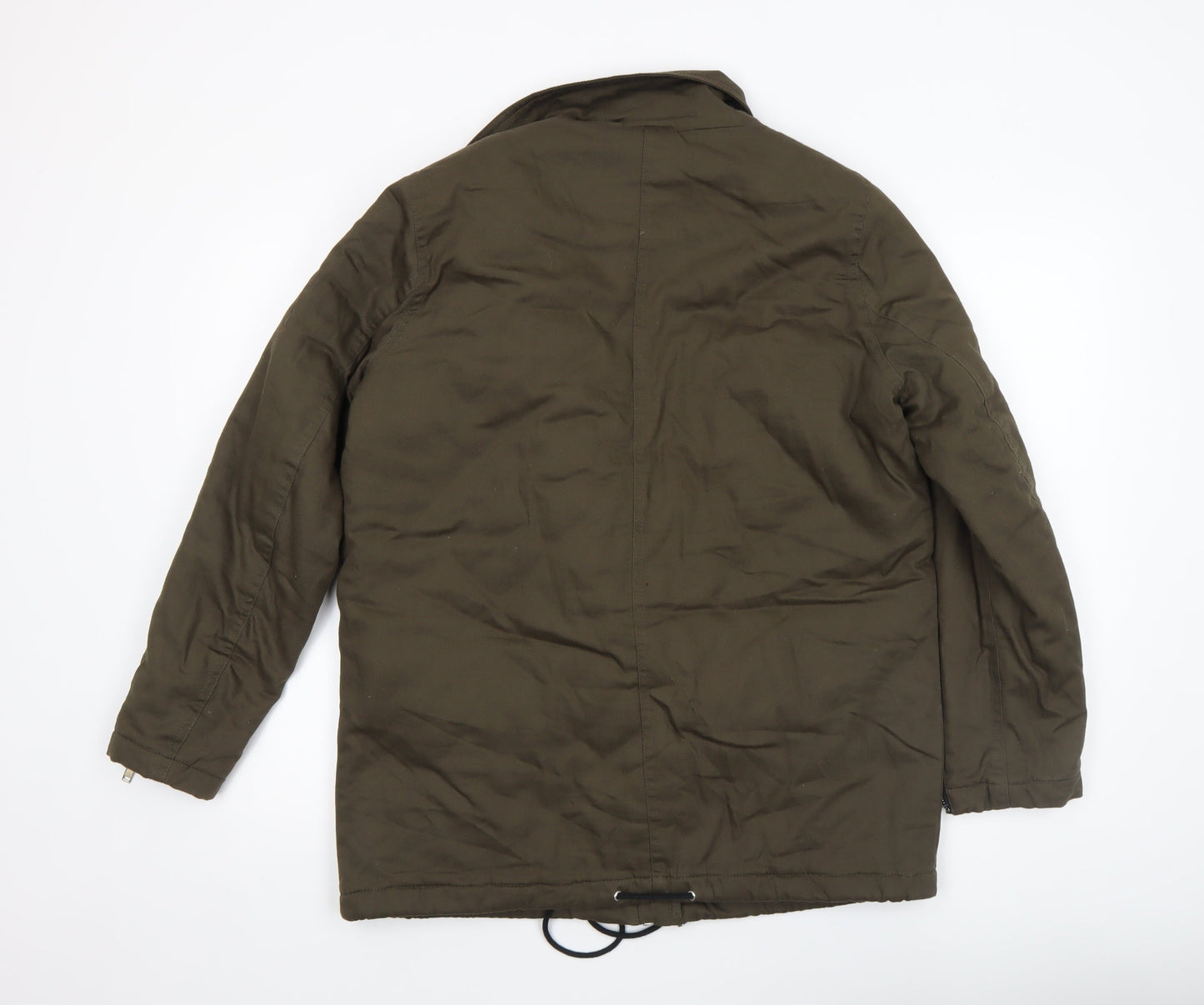 New Look Women’s Green Biker Jacket Size 10 Cotton Zip Mid-Length