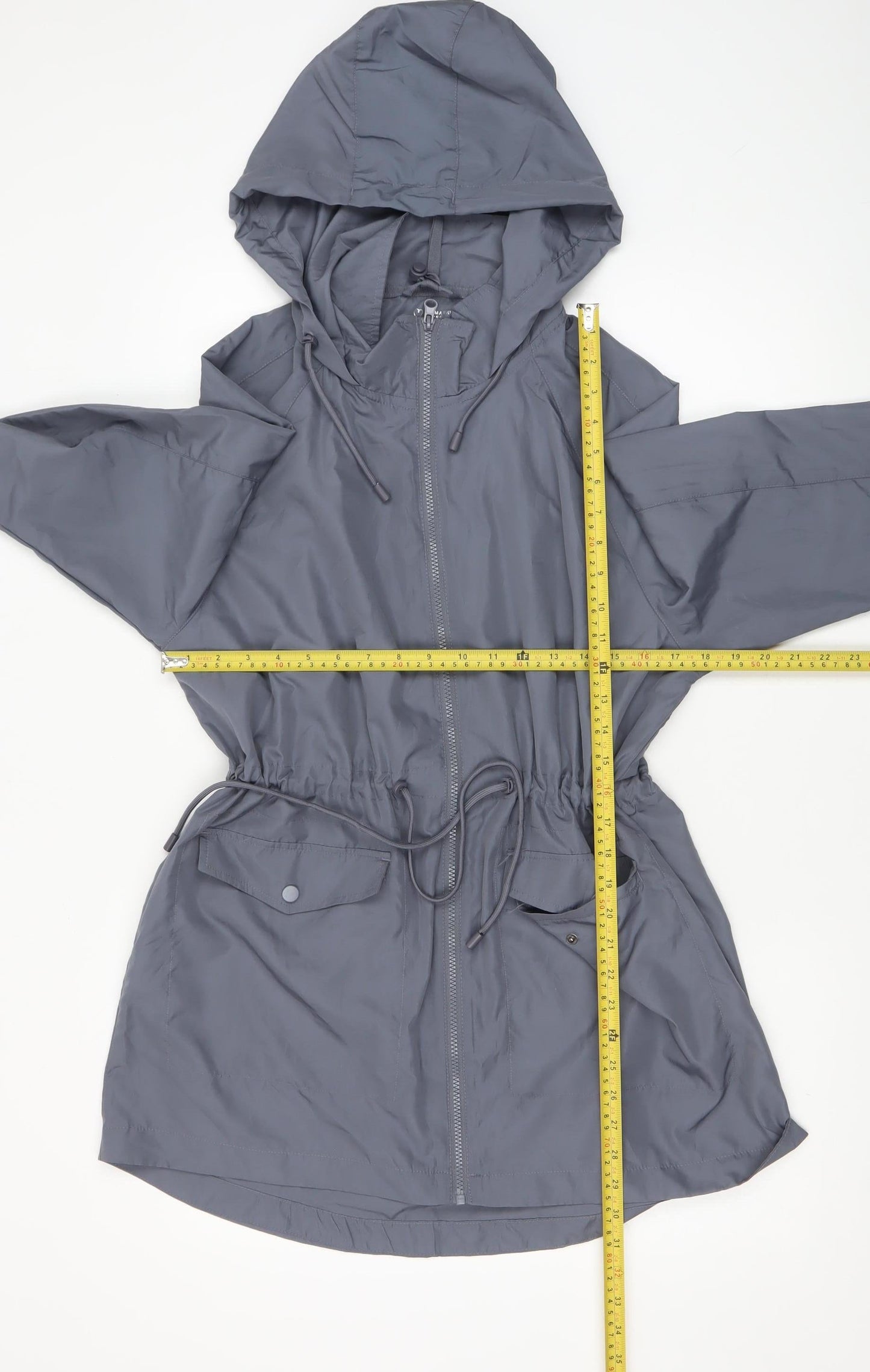 Primark Women Grey Hooded Anorak Jacket Size 12 Regular Fit
