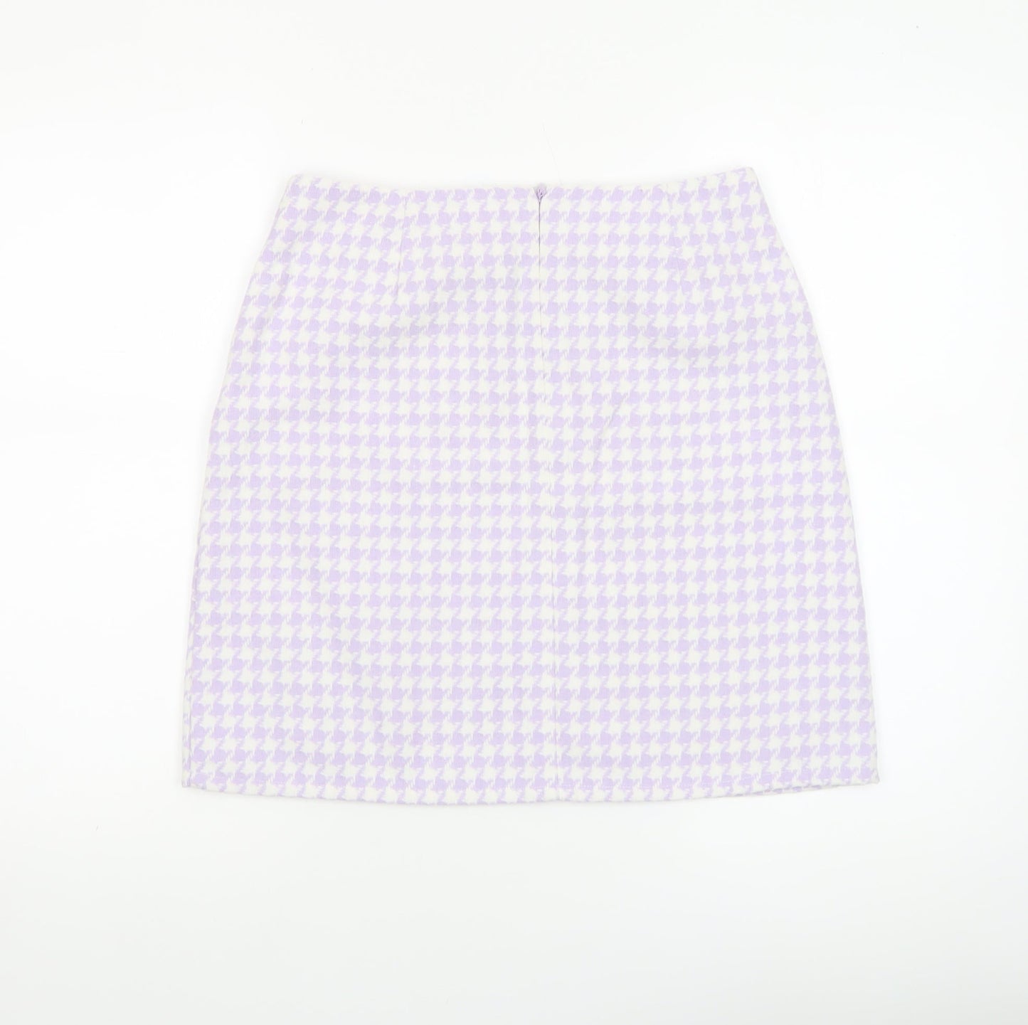 Noisy May Women's Purple Check Tweed Short Pencil Skirt Size S