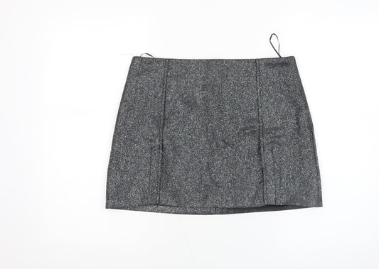 Primark Women Grey Glitter Short Pencil Skirt Size 14