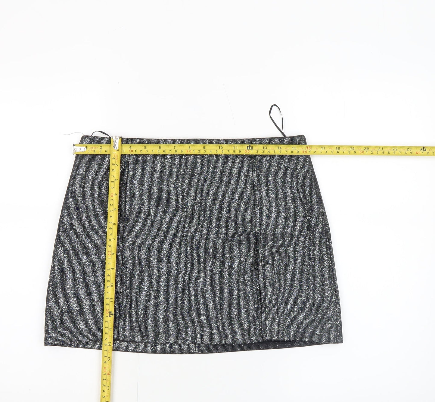 Primark Women Grey Glitter Short Pencil Skirt Size 14
