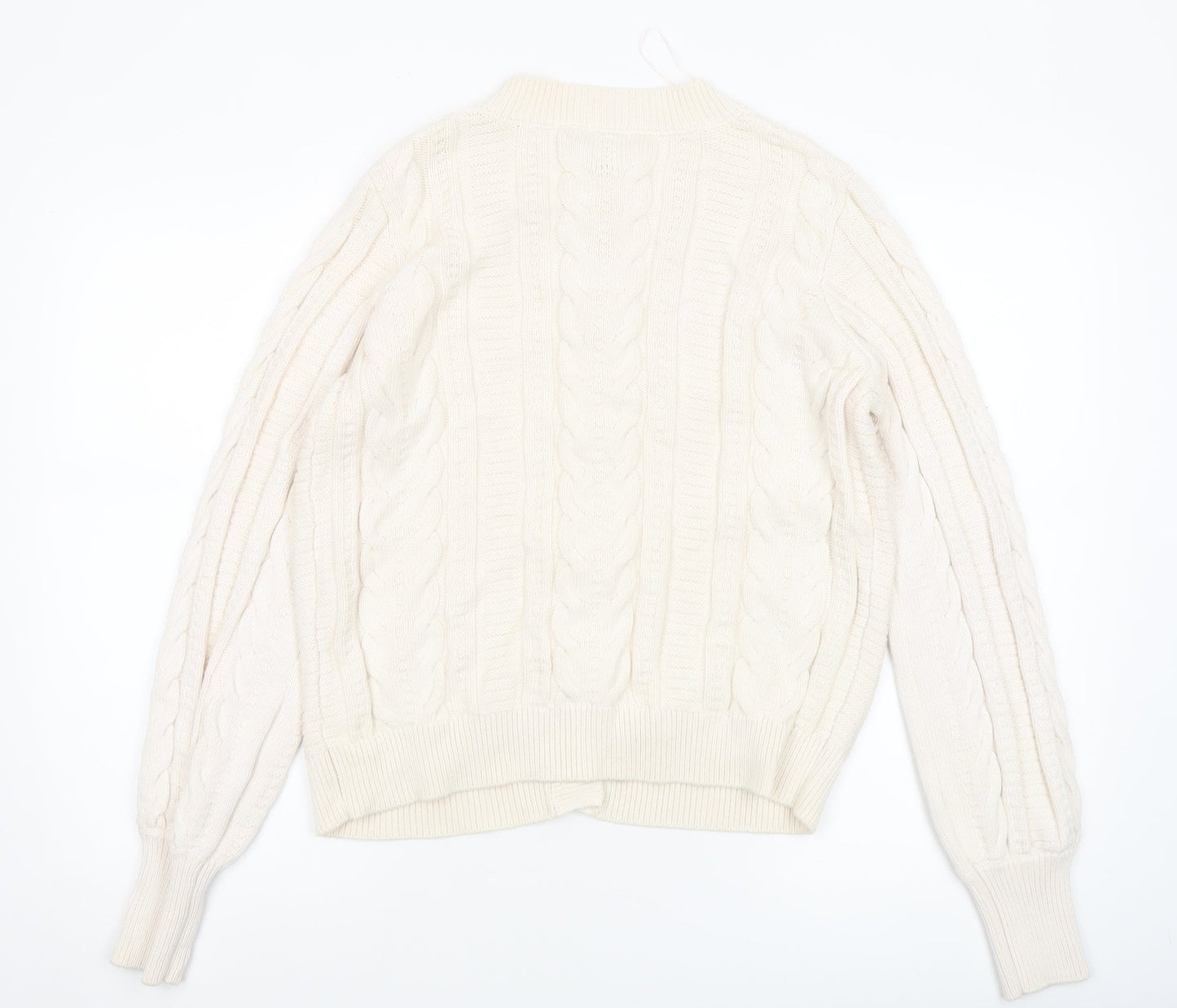 Gallery Womens Ivory Cable Knit Button Cardigan Size 14
