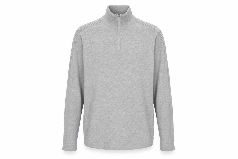 River Island Men's Grey L 1/2 Zip High Neck Lightweight Jumper