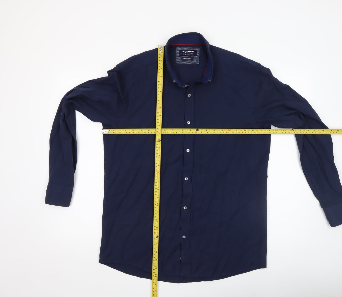 Advise Men's Blue Long Sleeve Tailored Slim Fit Button-Up Shirt Size L