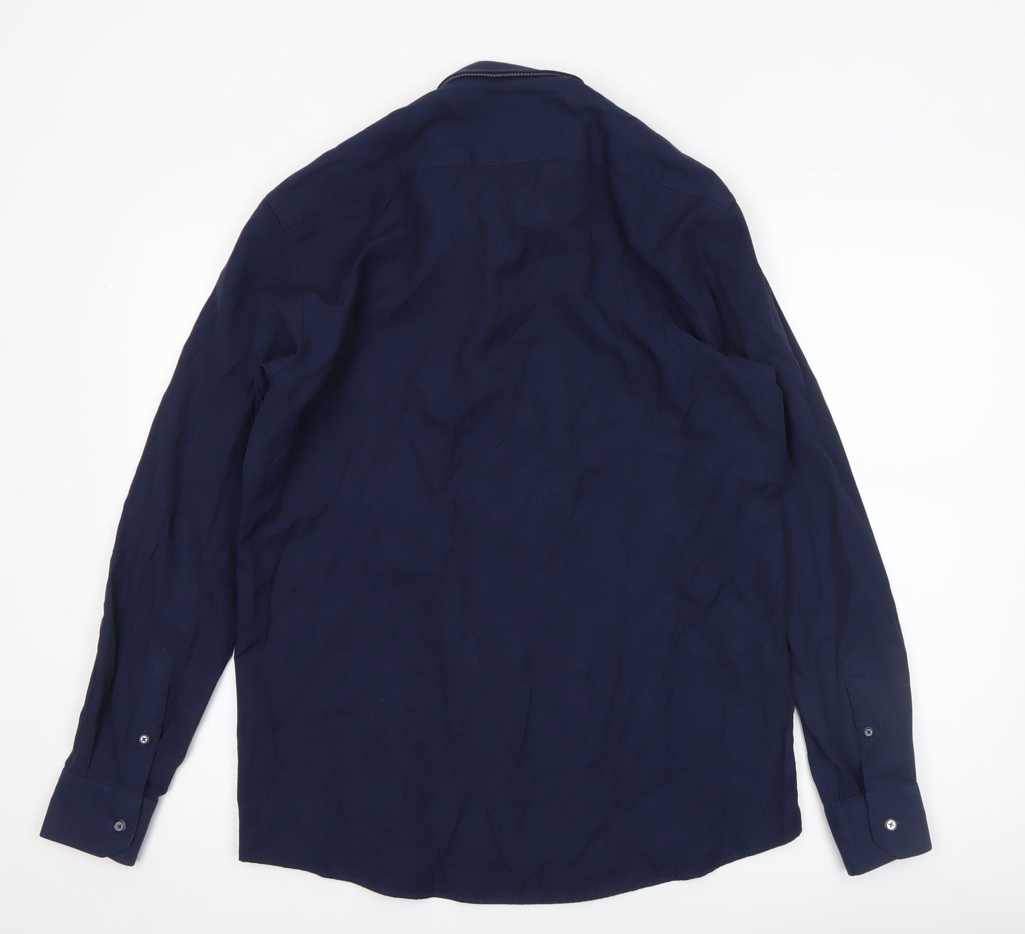 Advise Men's Blue Long Sleeve Tailored Slim Fit Button-Up Shirt Size L