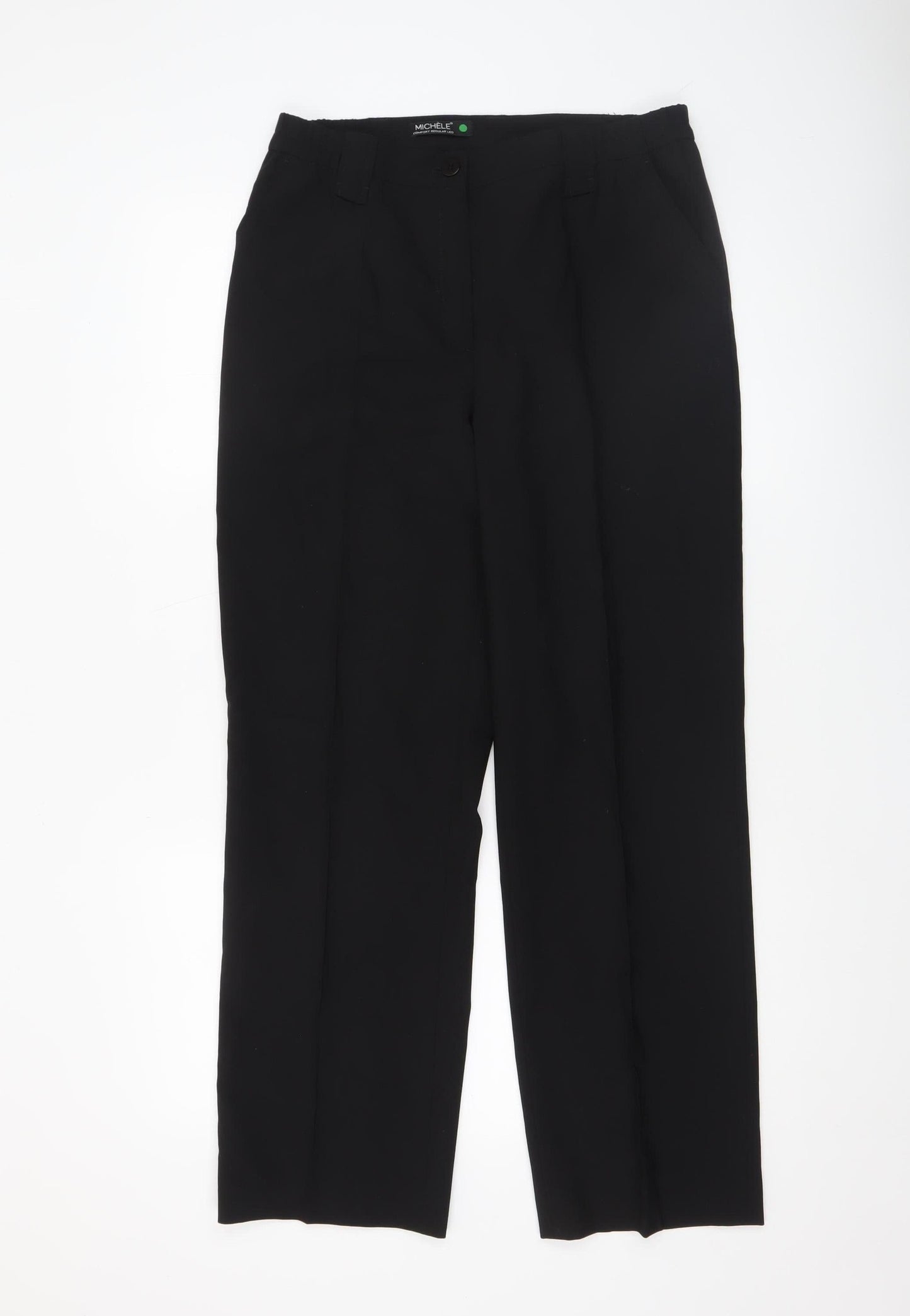 Michèle Women’s Black Wool Blend Comfort Straight Leg Trousers Size 12