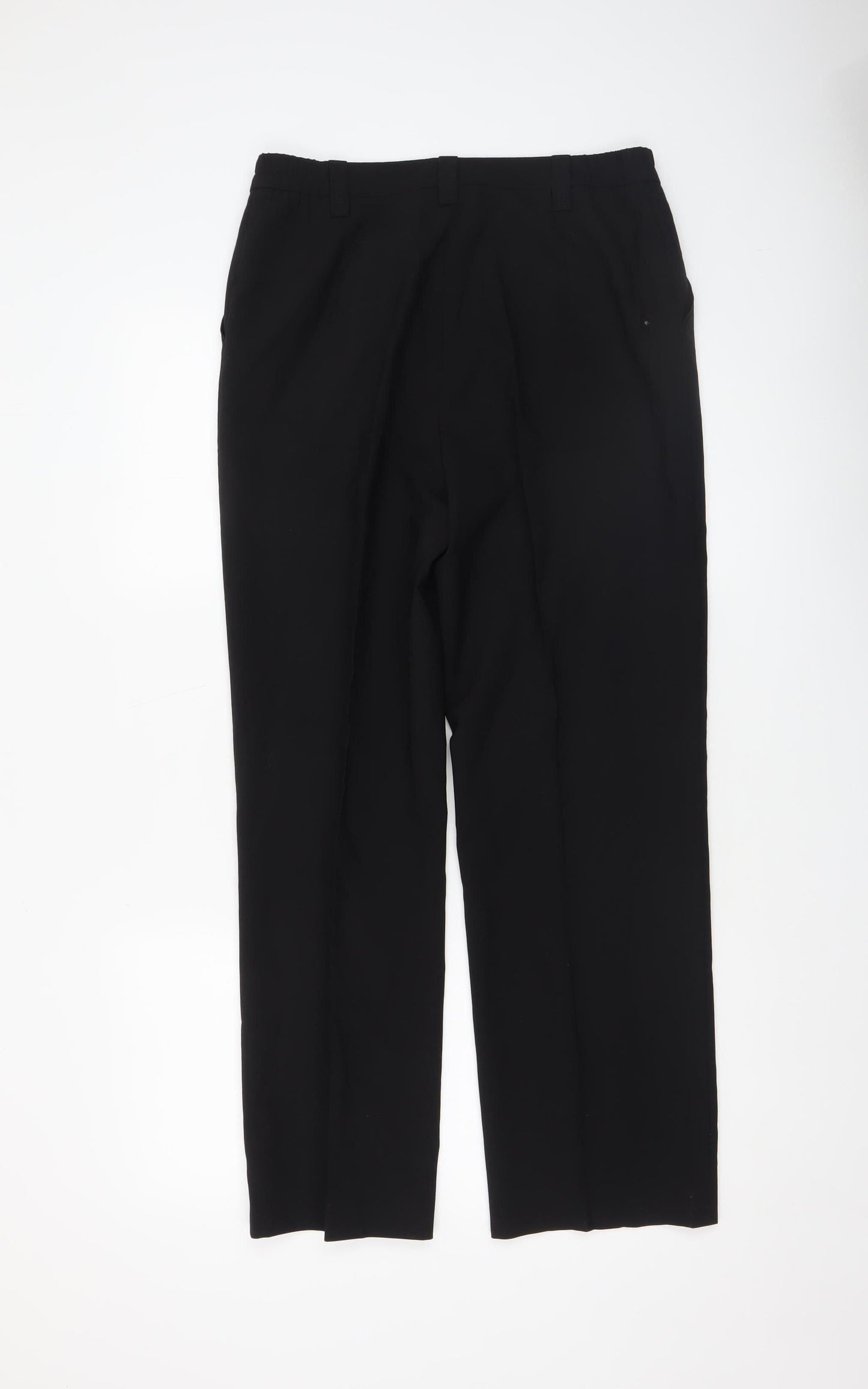 Michèle Women’s Black Wool Blend Comfort Straight Leg Trousers Size 12