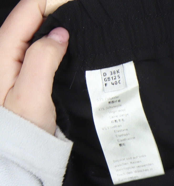 Michèle Women’s Black Wool Blend Comfort Straight Leg Trousers Size 12