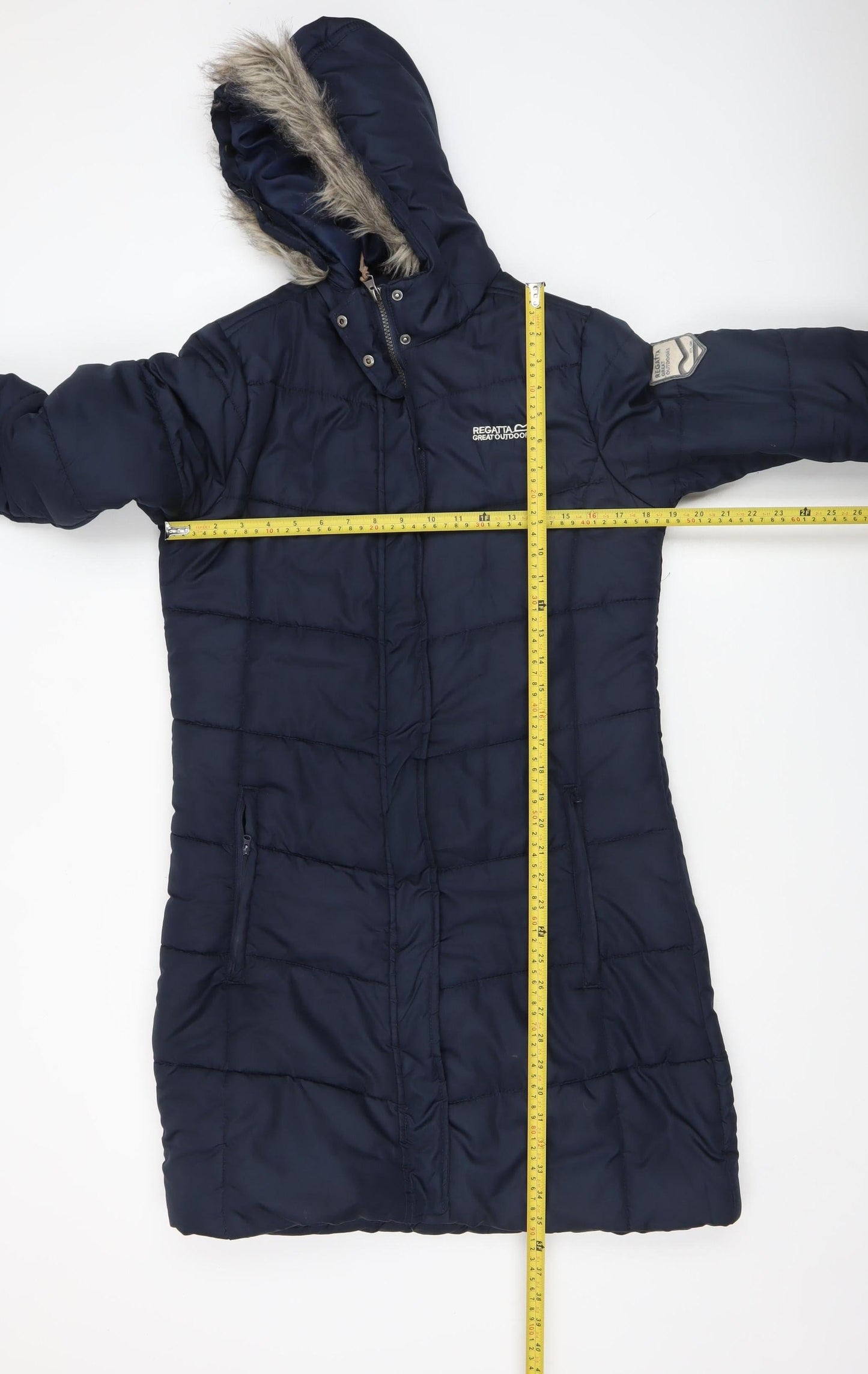 Regatta Women's Blue Long Puffer Coat Hooded Size 12