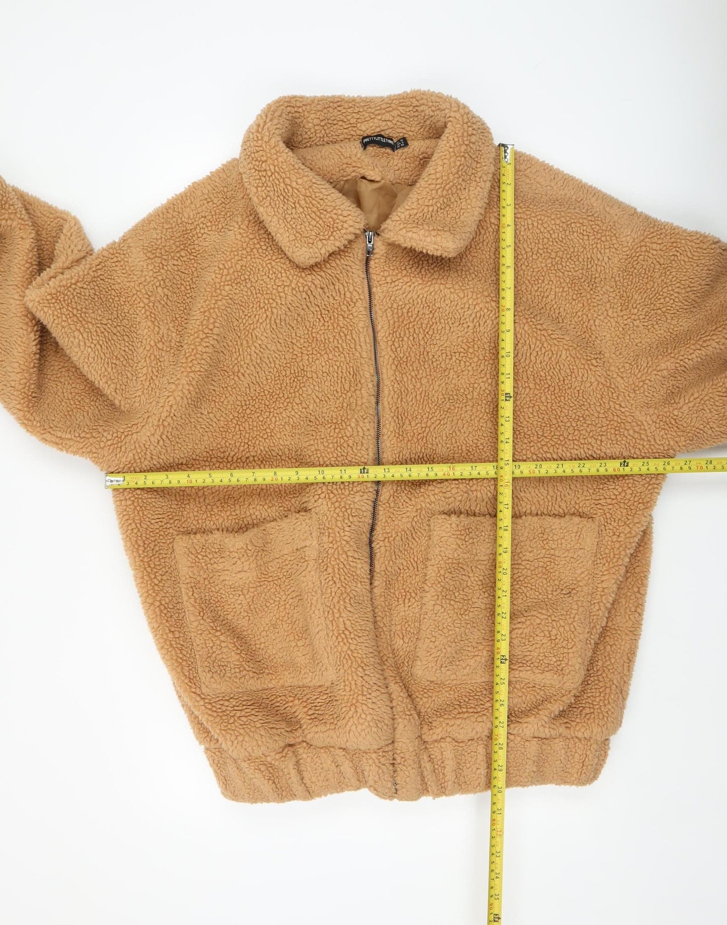 PrettyLittleThing Women’s Beige Fleece Bomber Jacket Size 10