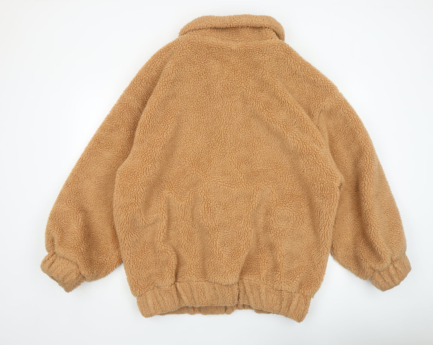 PrettyLittleThing Women’s Beige Fleece Bomber Jacket Size 10