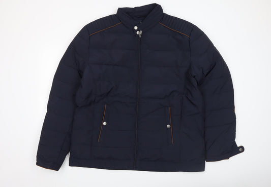 Armand Thiery Men's Blue 3XL Puffer Jacket with Stand Collar