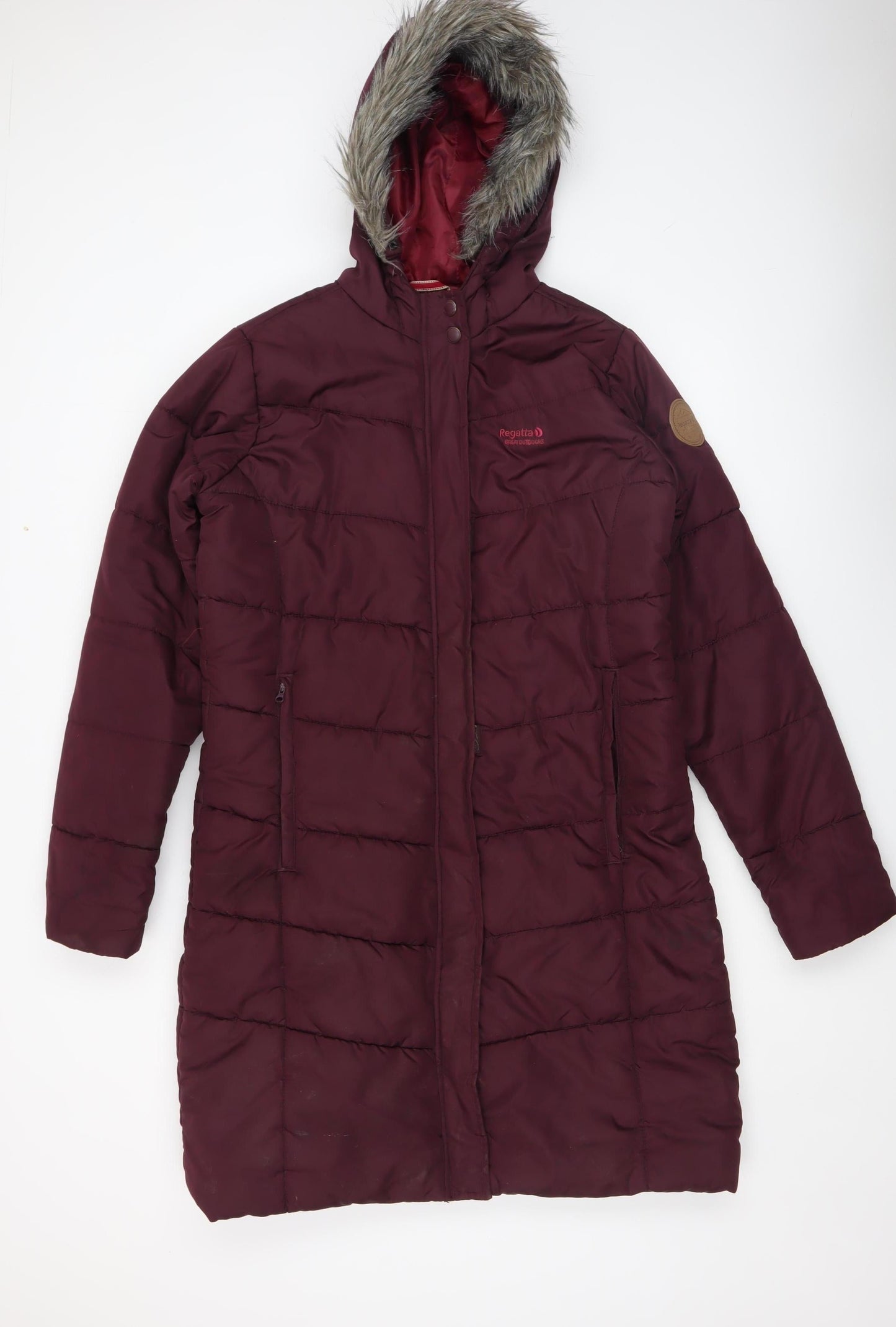 Regatta Women's Red Long Hooded Puffer Coat Size 14