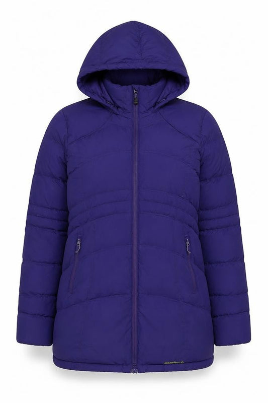 Merrell Women's Purple XL Hooded Puffer Jacket Coat Lined Winter Warm