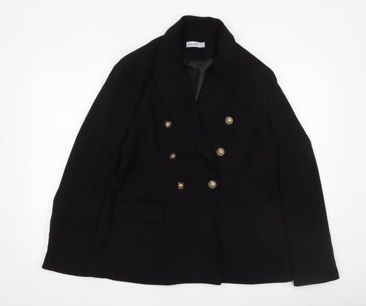 Gallery Women’s Black Double-Breasted Blazer UK 16 Peak Lapel Jacket