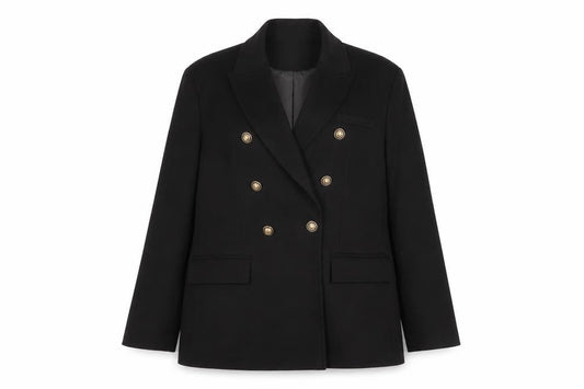 Gallery Women’s Black Double-Breasted Blazer UK 16 Peak Lapel Jacket