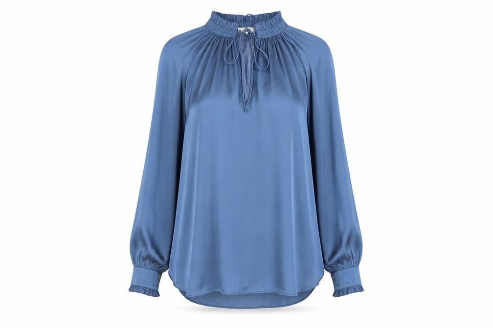 Hush Women Blue Long Sleeve Tunic Blouse Size 4 Relaxed Fit