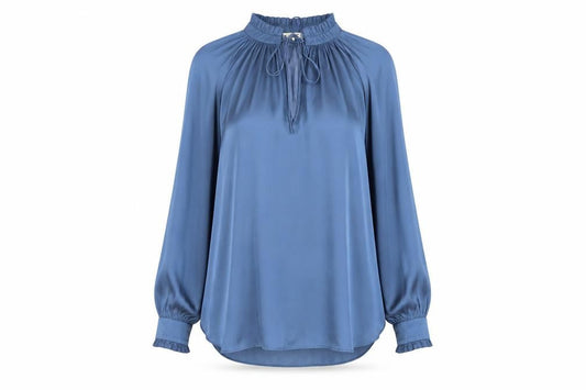 Hush Women Blue Long Sleeve Tunic Blouse Size 4 Relaxed Fit