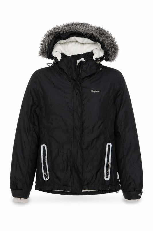 Trespass Women's Black Medium Waterproof Fur Trim Hooded Parka Jacket
